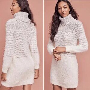 Anthropologie Eyelash Sweater Dress in Grey/Ivory (size medium)